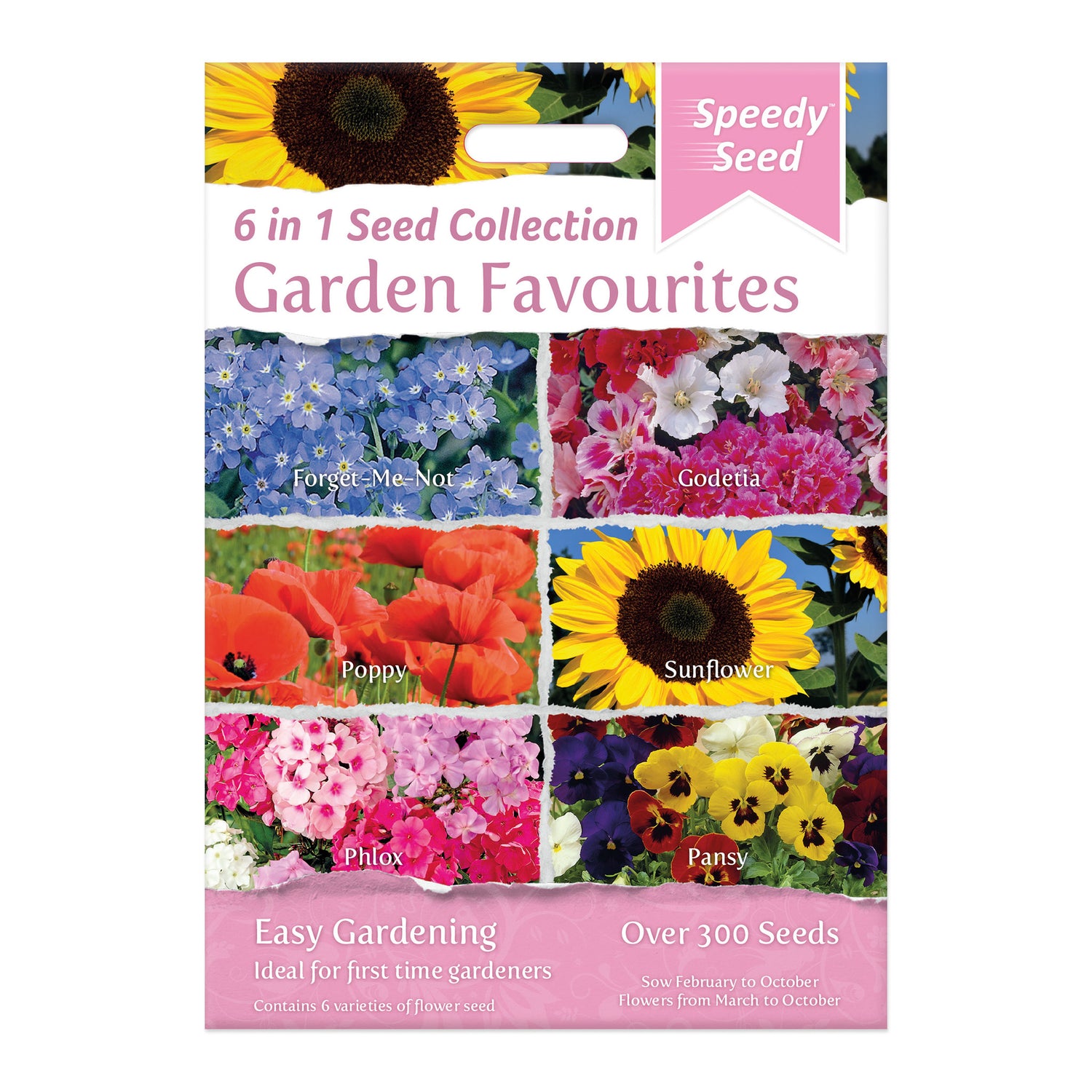 Speedy Seed® 6 in 1 Garden Favourites Flower Seed Collection - Over 300 Seeds