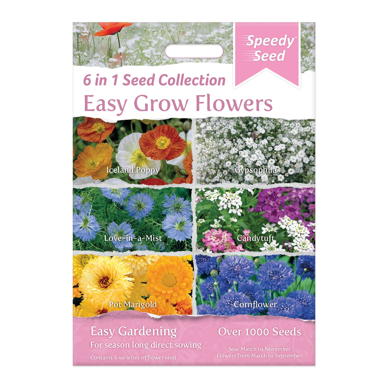 Speedy Seed® 6 in 1 Easy Grow Flowers Collection - Over 1,000 Seeds