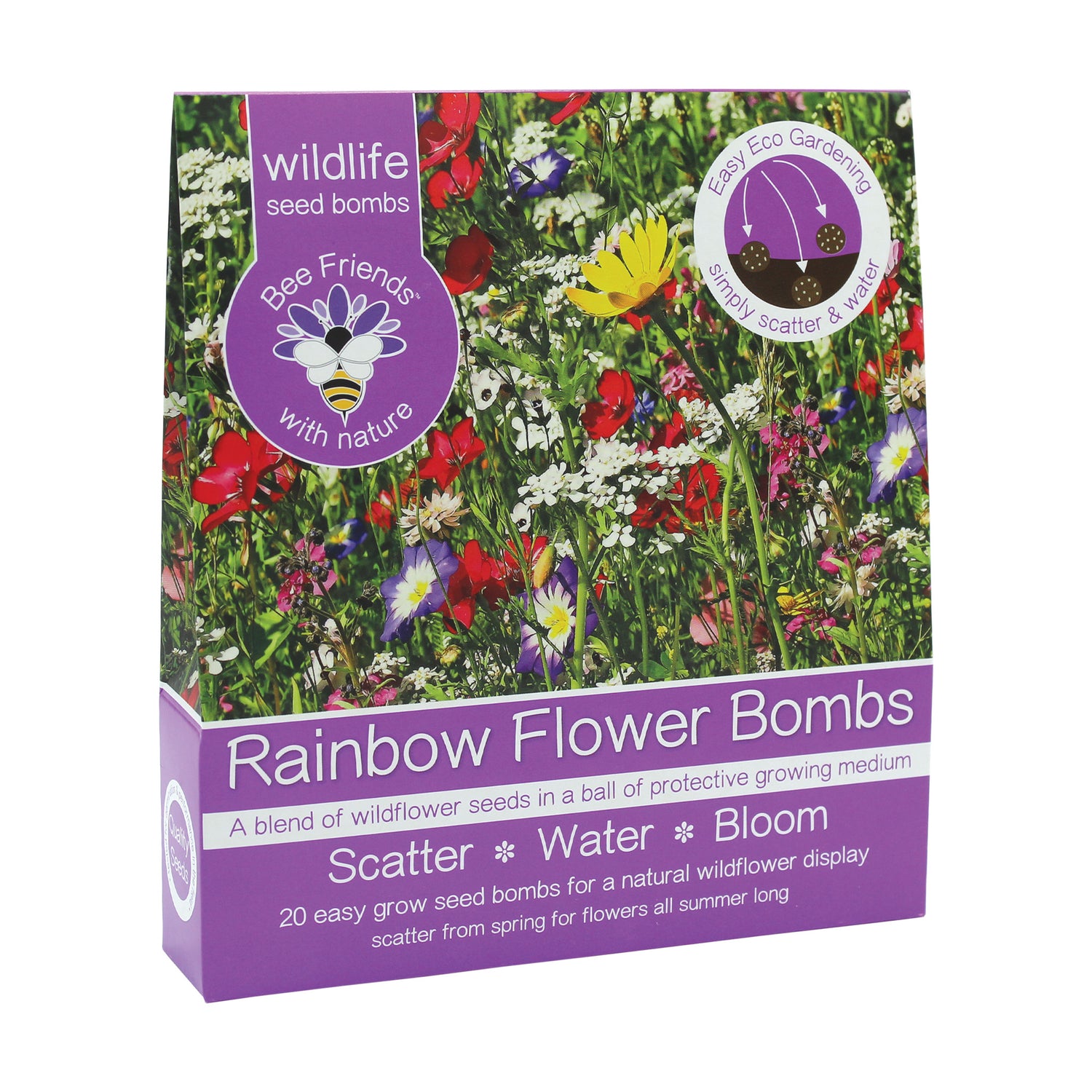 Bee Friends Seed Bombs – 20 Wildflower Seed Bombs – Rainbow Mix