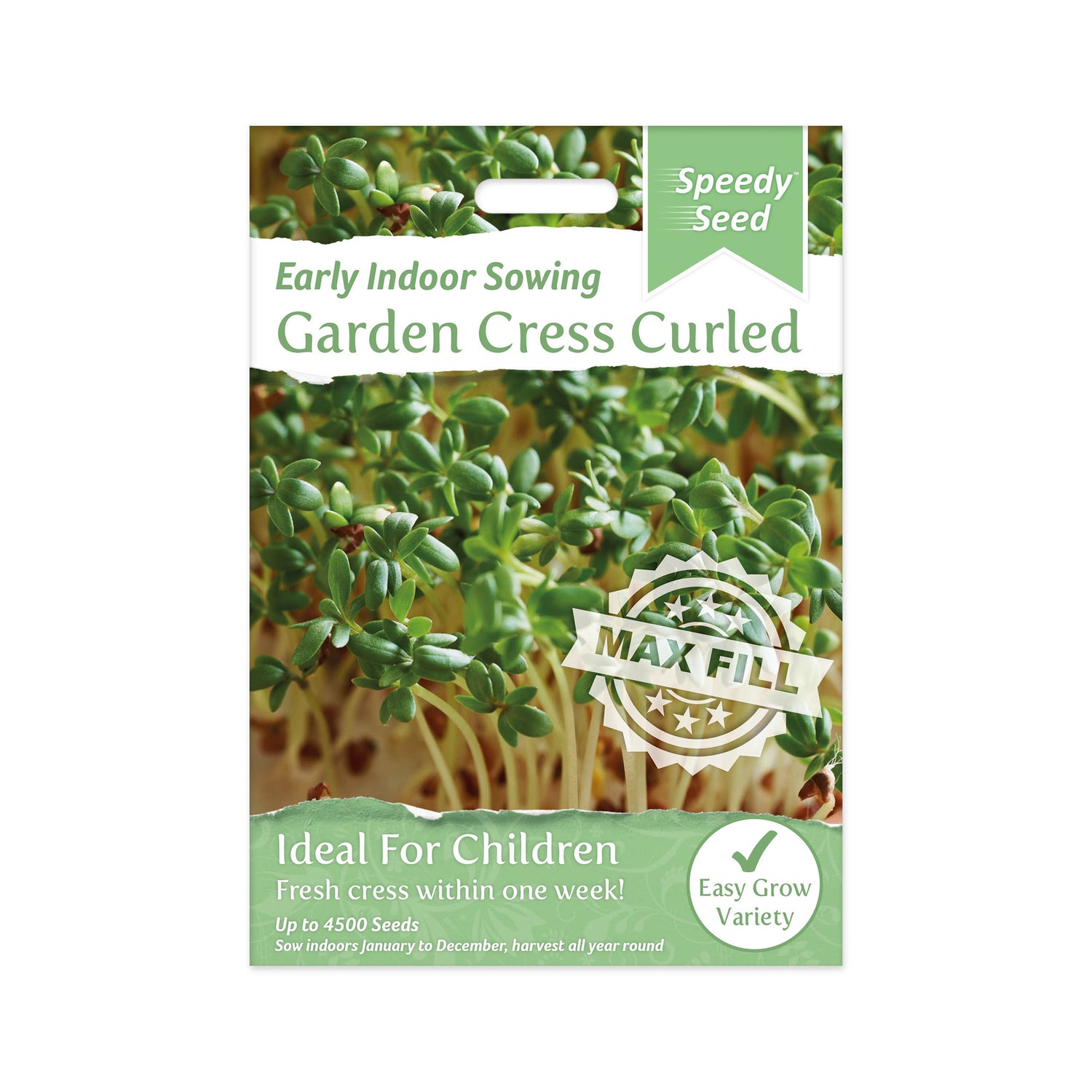 Speedy® Seed Max-Fill Garden Cress Curled Leaf - Up to 4,500 Seeds
