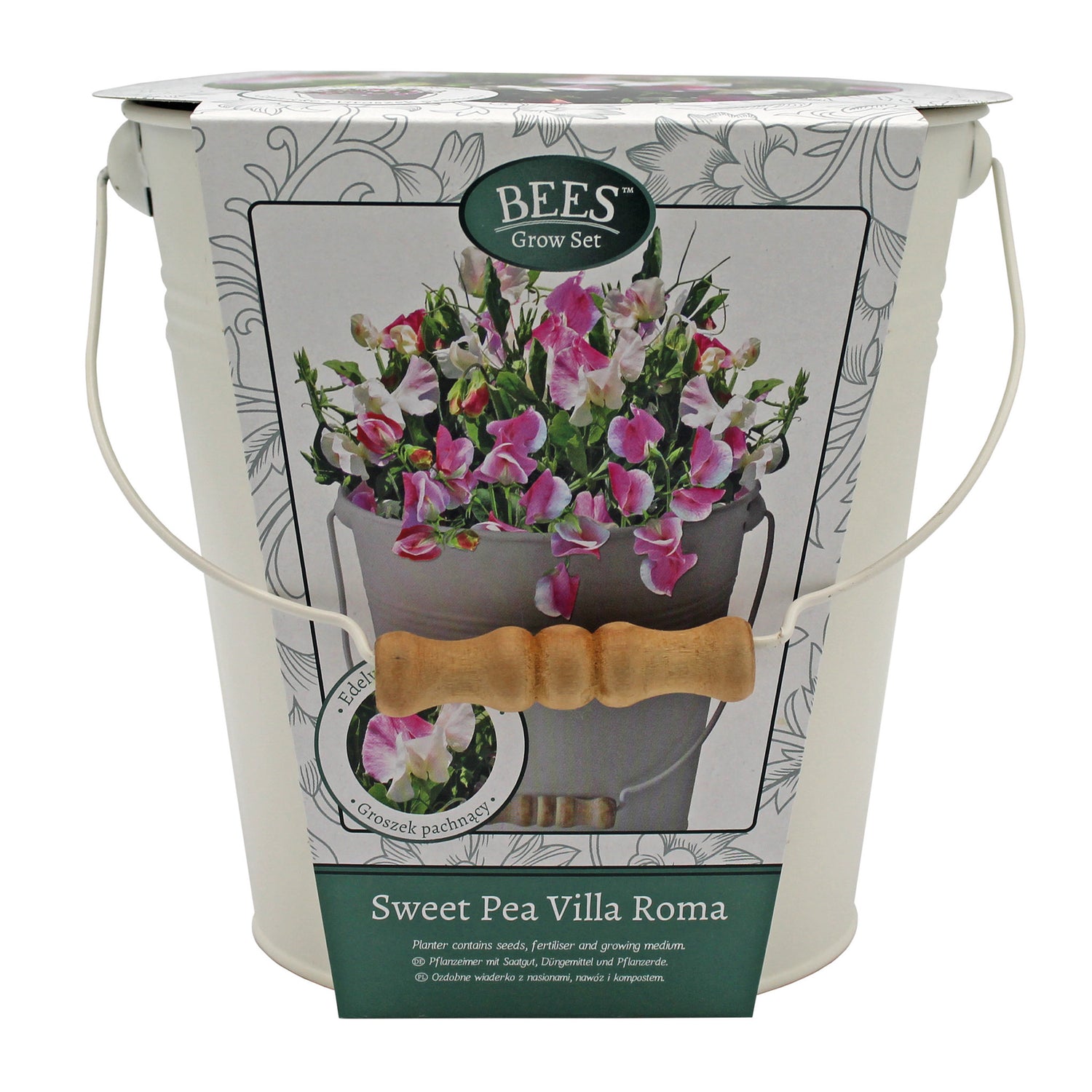BEES Sweet Pea Seeds Grow Kit in Cream Bucket Planter