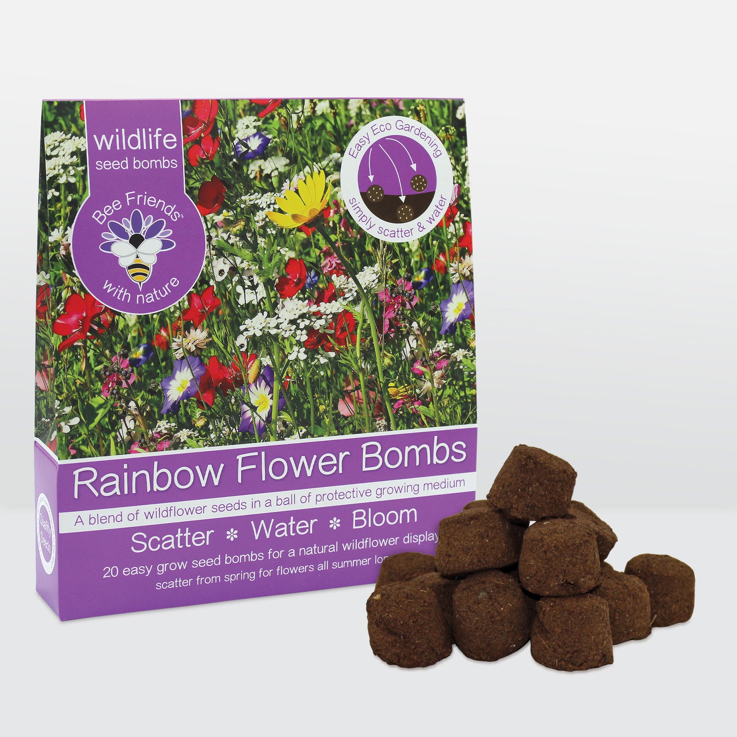 Bee Friends Seed Bombs – 20 Wildflower Seed Bombs – Rainbow Mix
