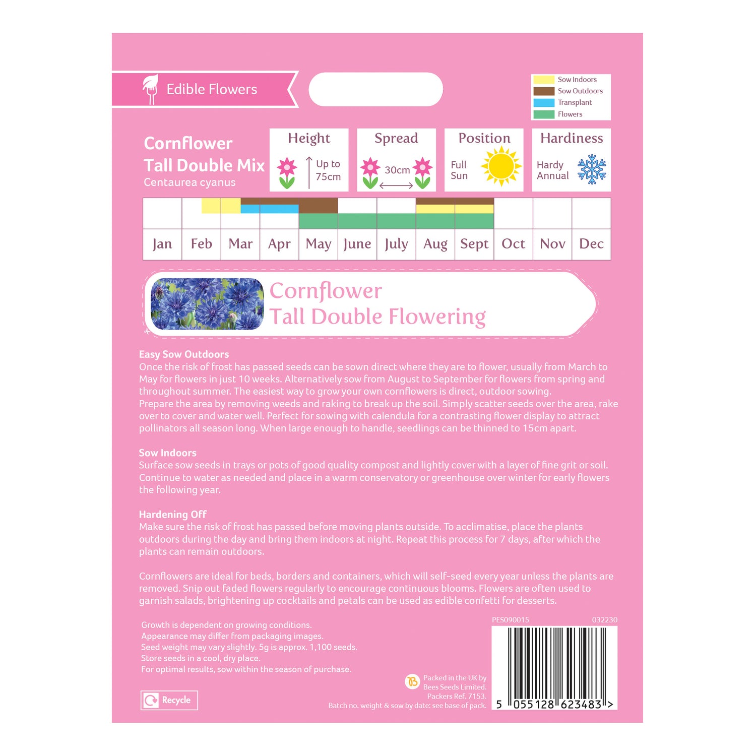 Speedy Seed® Max-Fill Cornflower Tall Double Mix - Over 1,000 Seeds