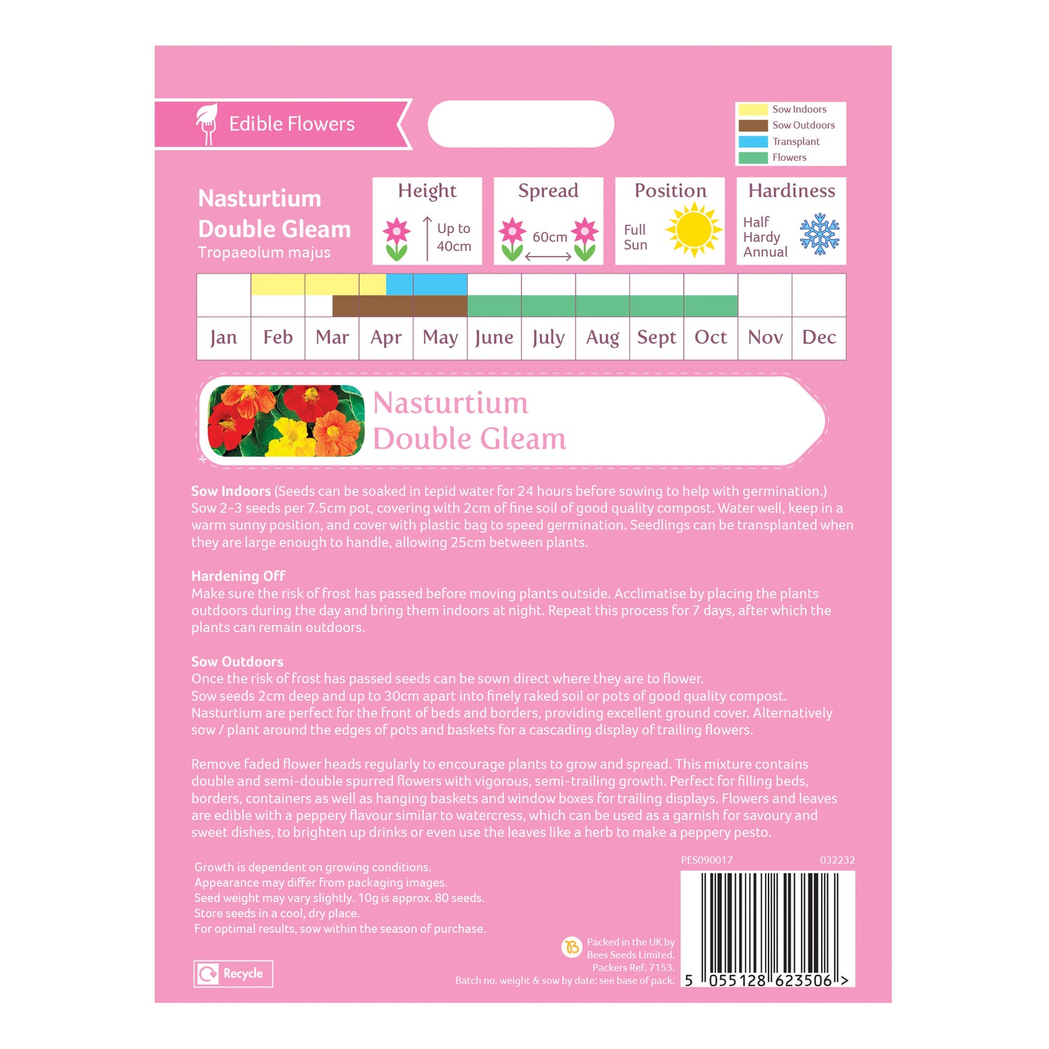 Speedy Seed® Max-Fill Nasturtium Double Gleam Mix - Up to 80 Seeds