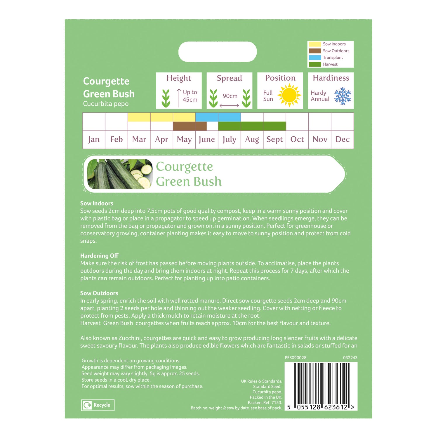 Speedy Seed® Max-Fill Courgette Green Bush - Up to 25 Seeds