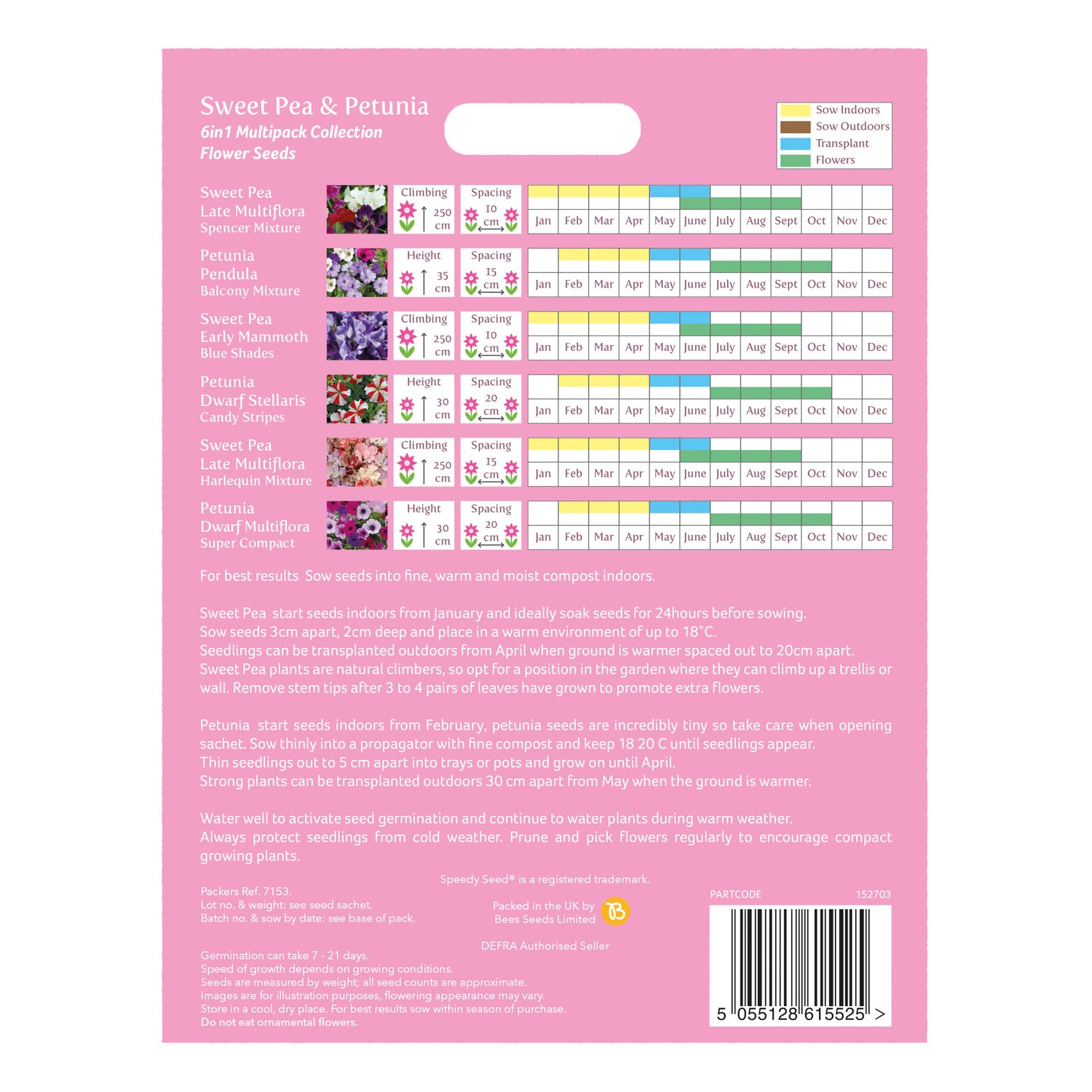 Speedy Seed® 6 in 1 Sweet Pea & Petunia Flower Seed Collection - Over 500 Seeds