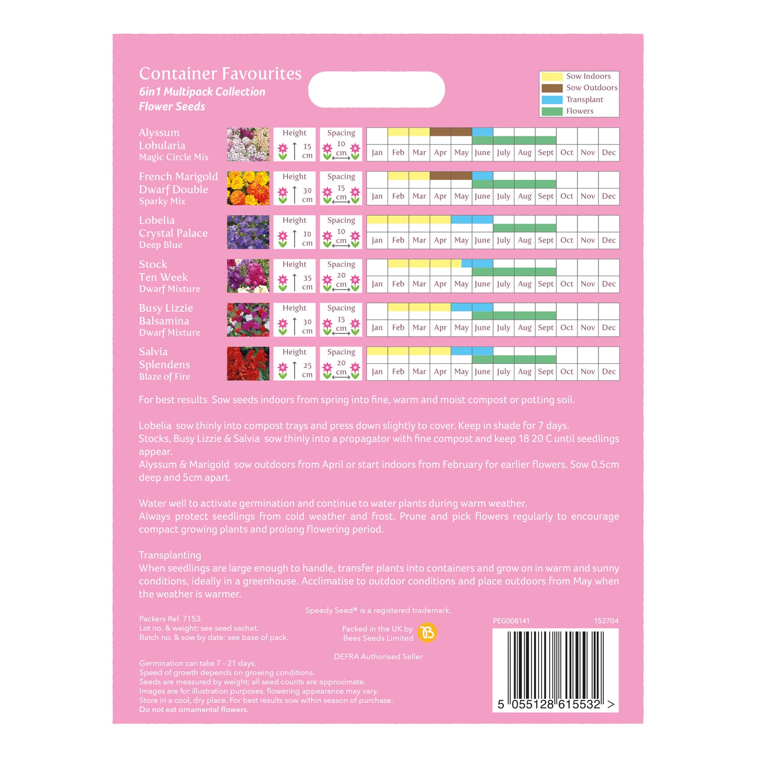 Speedy Seed® 6 in 1 Container Favourites Flower Seed Collection – Over 1,500 Seeds