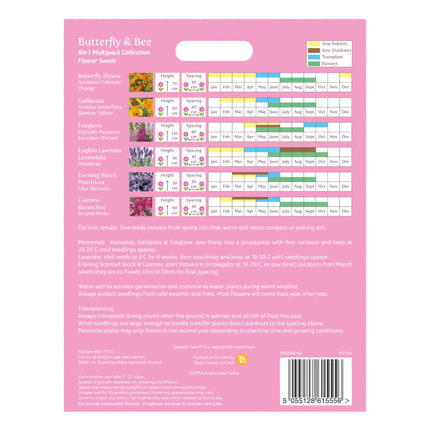 Speedy Seed® 6 in 1 Butterfly & Bee Flower Seed Collection – Over 1,000 Seeds